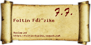 Foltin Füzike névjegykártya